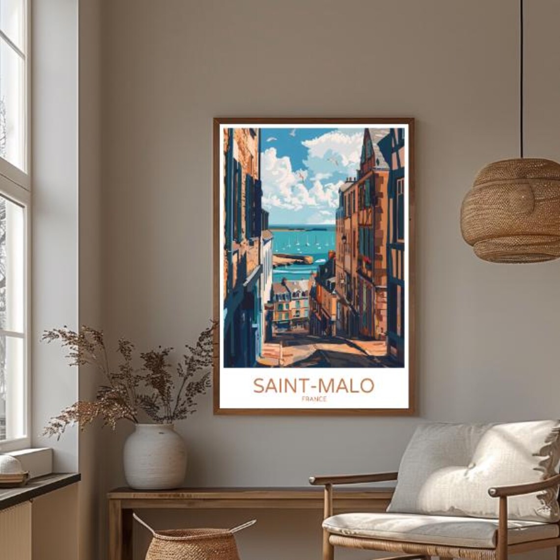 Saint-Malo France Old Town Street Down to the Harbor Travel Poster - Image 3