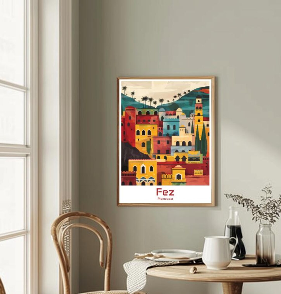Fez Morocco Medina Colorful Old City Illustration Travel Poster - Image 2