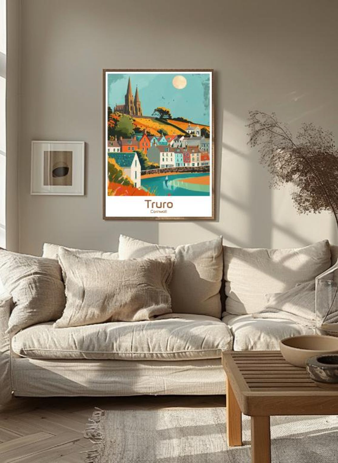 Truro Cornwall Scenic Cathedral Spires Harbor Town Travel Poster - Image 3