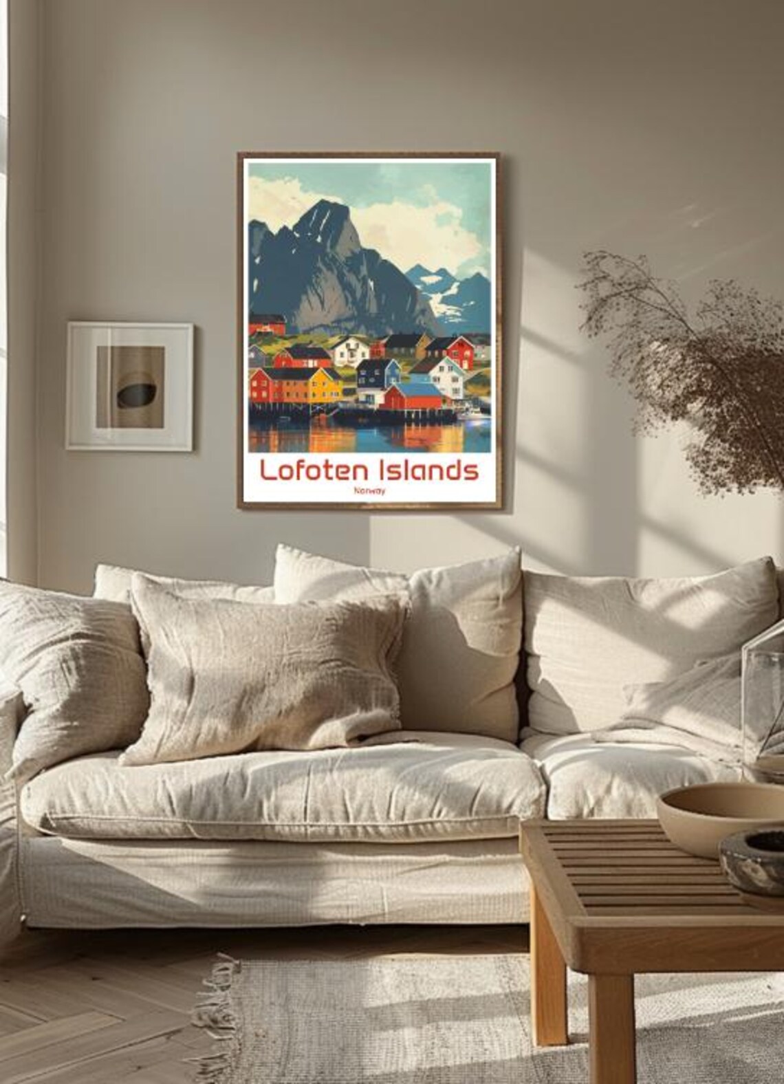 Lofoten Islands Norway Colorful Fishing Cabins Illustration Poster - Image 3