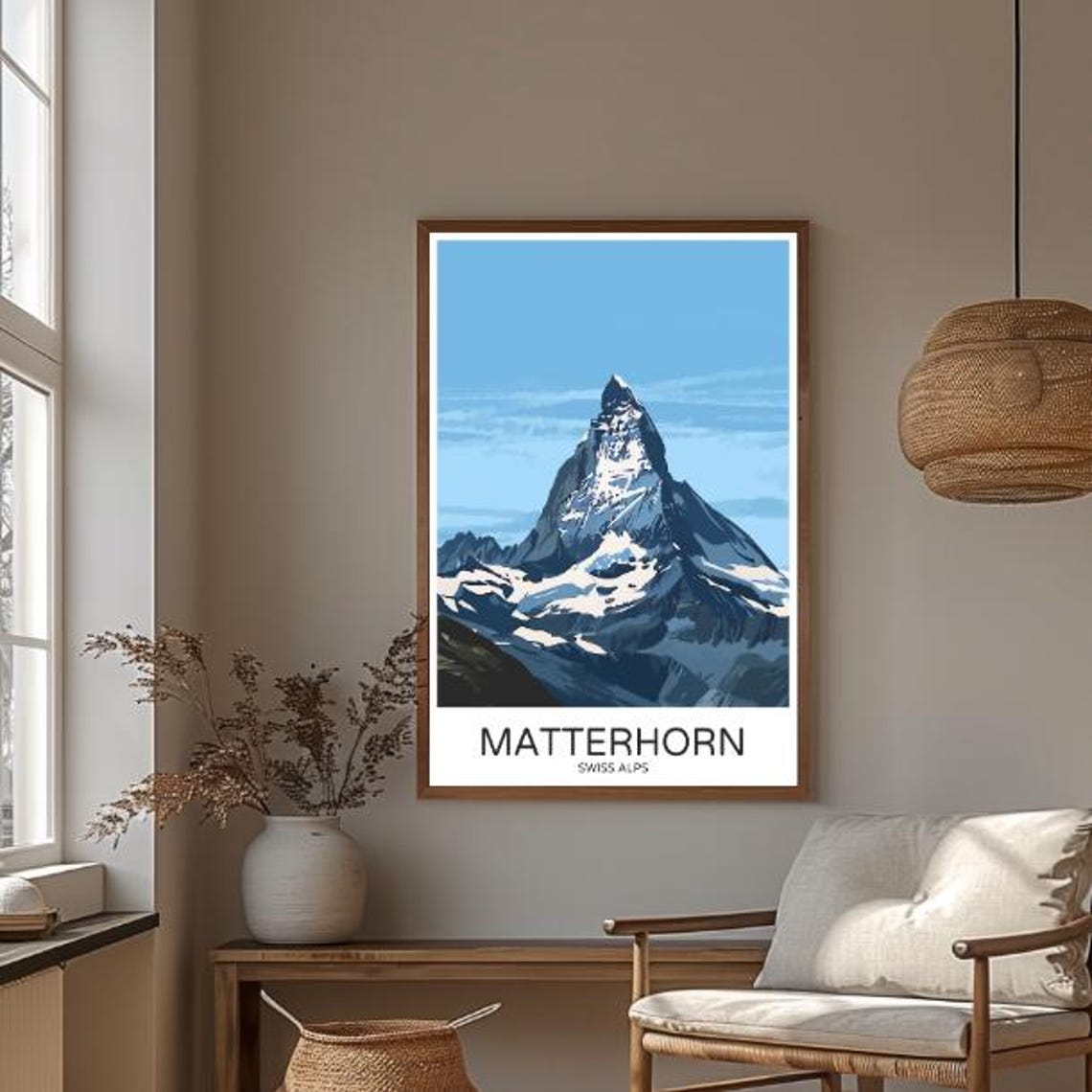 Matterhorn Swiss Alps Iconic Snow Covered Peak Travel Poster - Image 3
