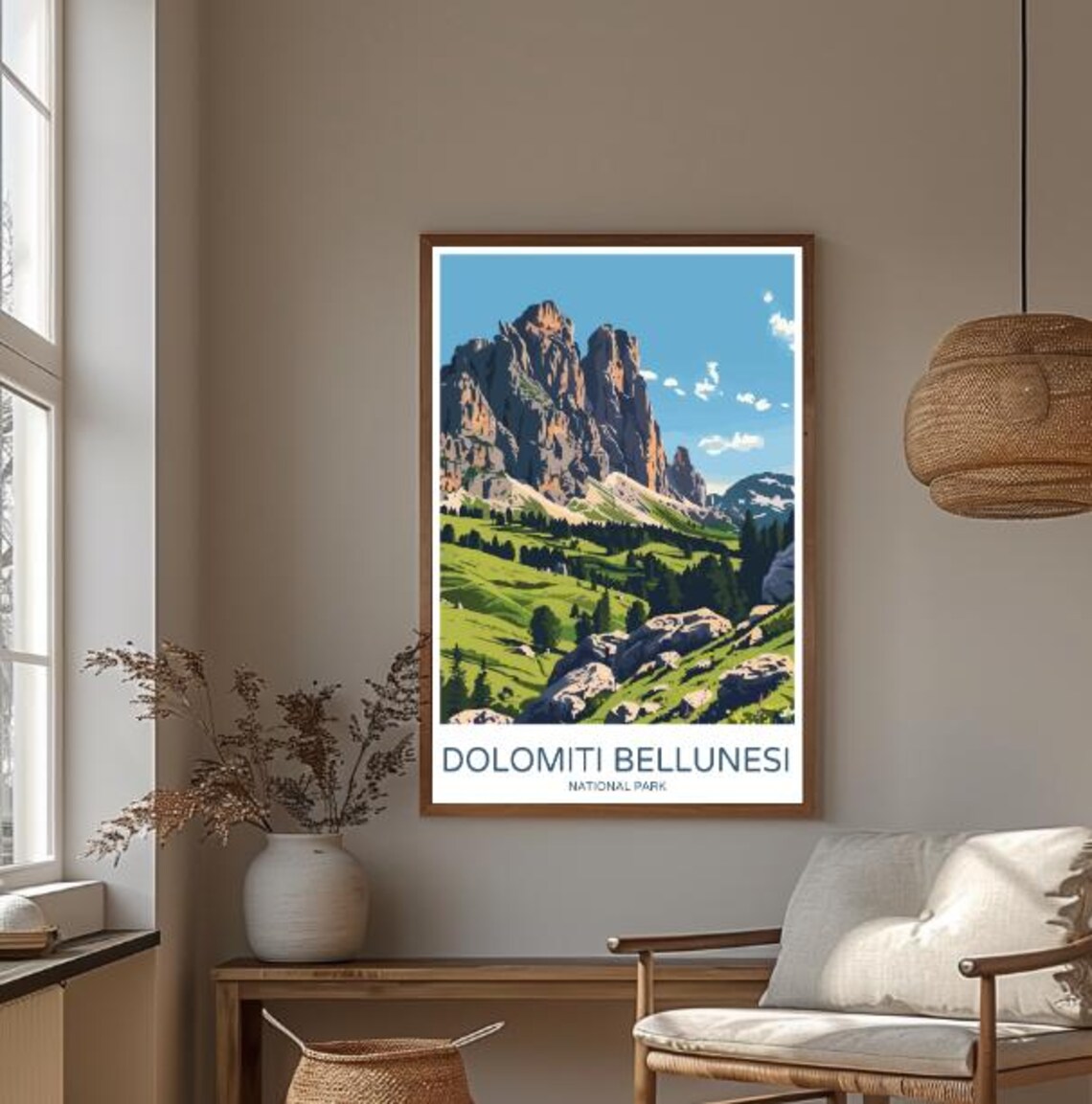 Dolomiti Bellunesi National Park Italy Dolomites Peak Vintage Poster - Image 3