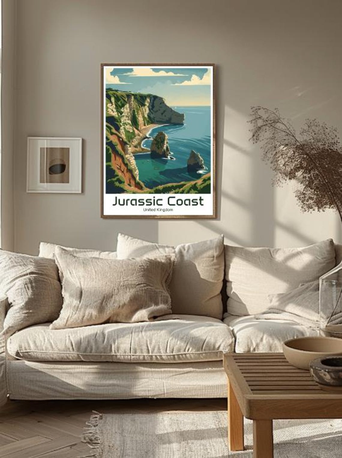 Jurassic Coast United Kingdom Cliffs Sea Stacks Illustration Poster - Image 3
