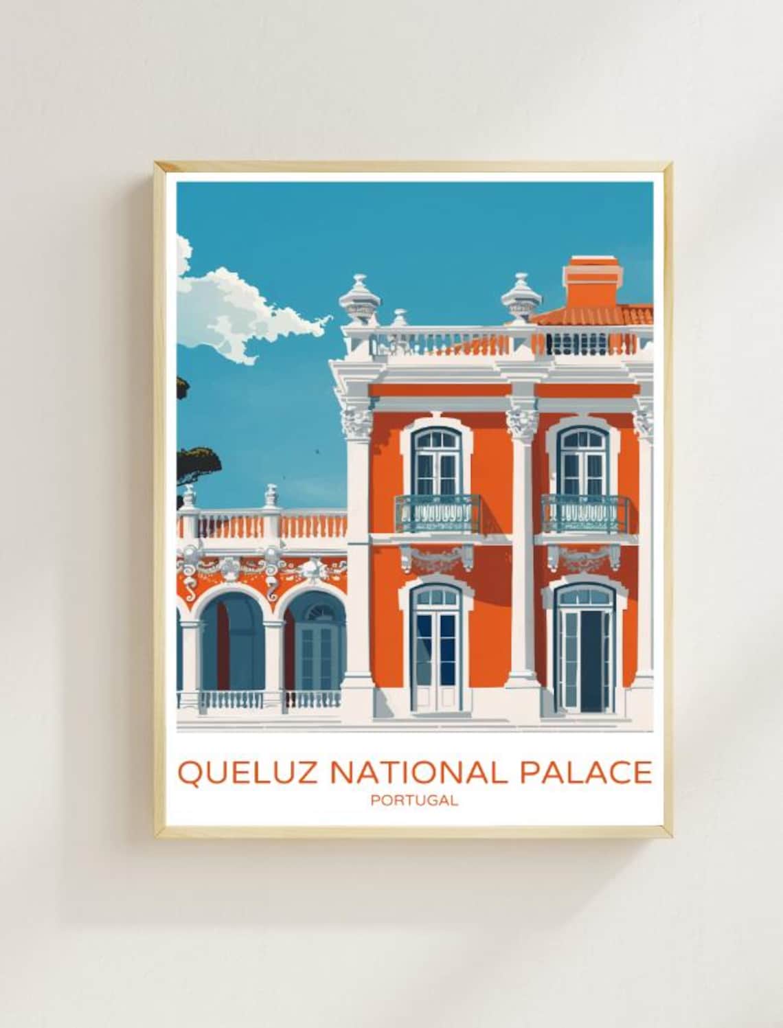 Queluz National Palace Travel Poster, Elegant Architecture