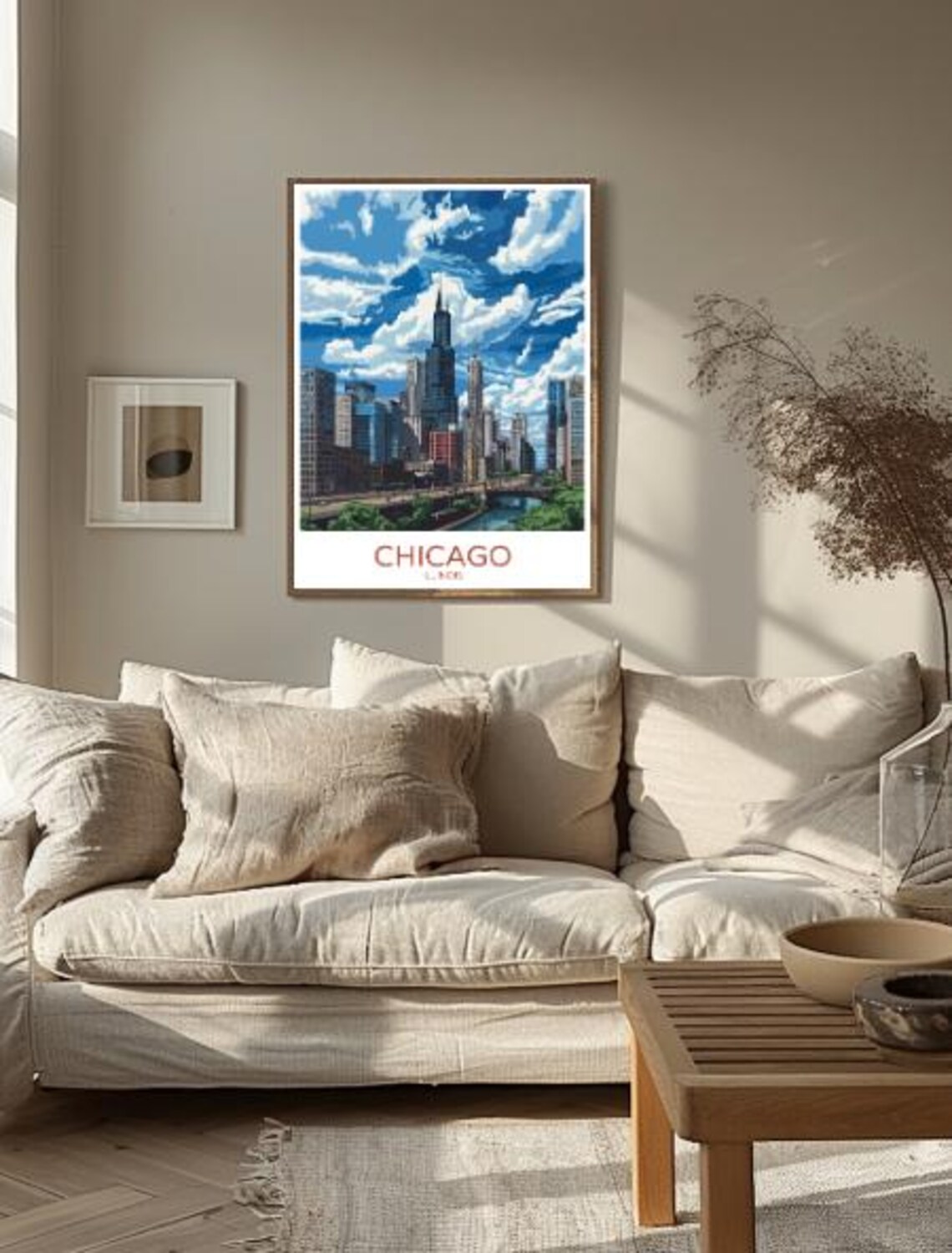 Chicago Illinois Skyline Poster Willis Tower Cityscape Vintage Travel Decor - Image 2