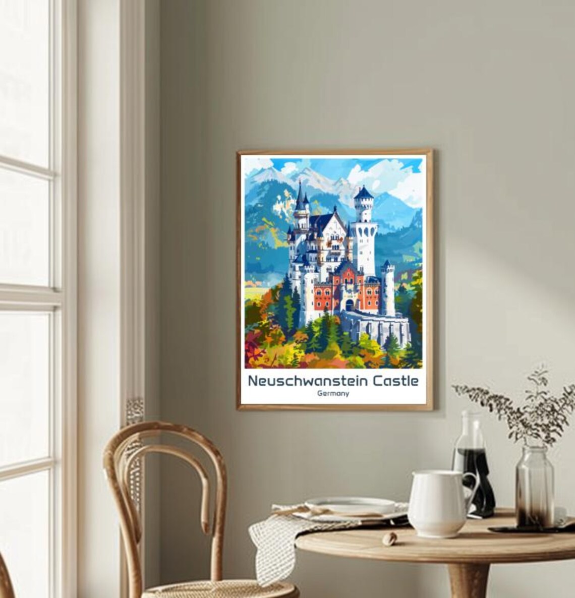 Neuschwanstein Castle Germany Fairytale Palace Mountains Travel Poster - Image 2