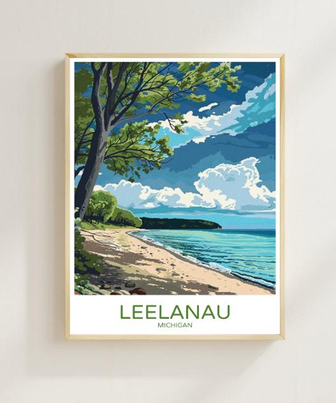 Leelanau Michigan Beach Vintage Travel Scenic Peninsula Wall Art