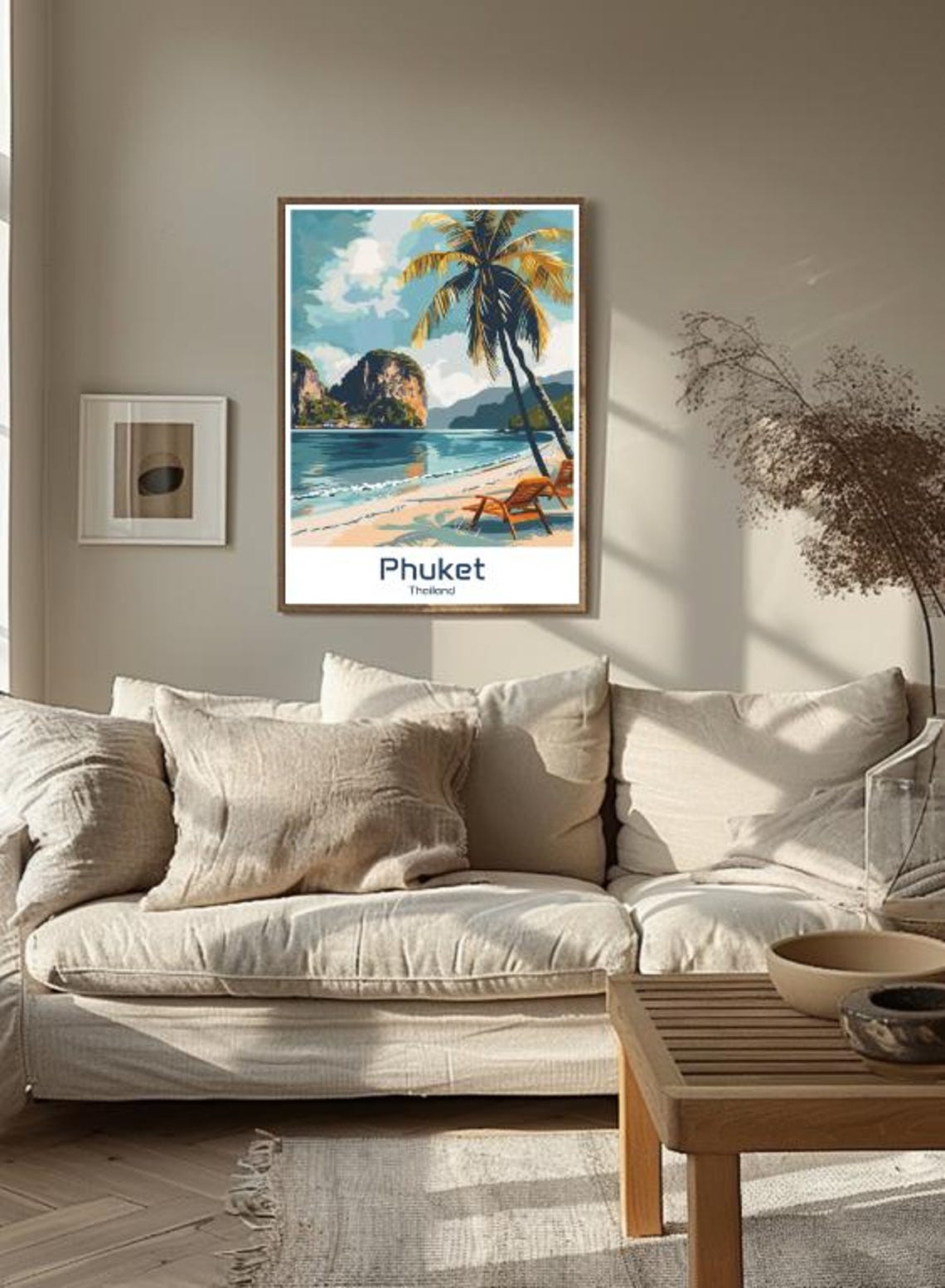 Phuket Thailand Palm Beach Limestone Cliffs Vintage Travel Poster - Image 3