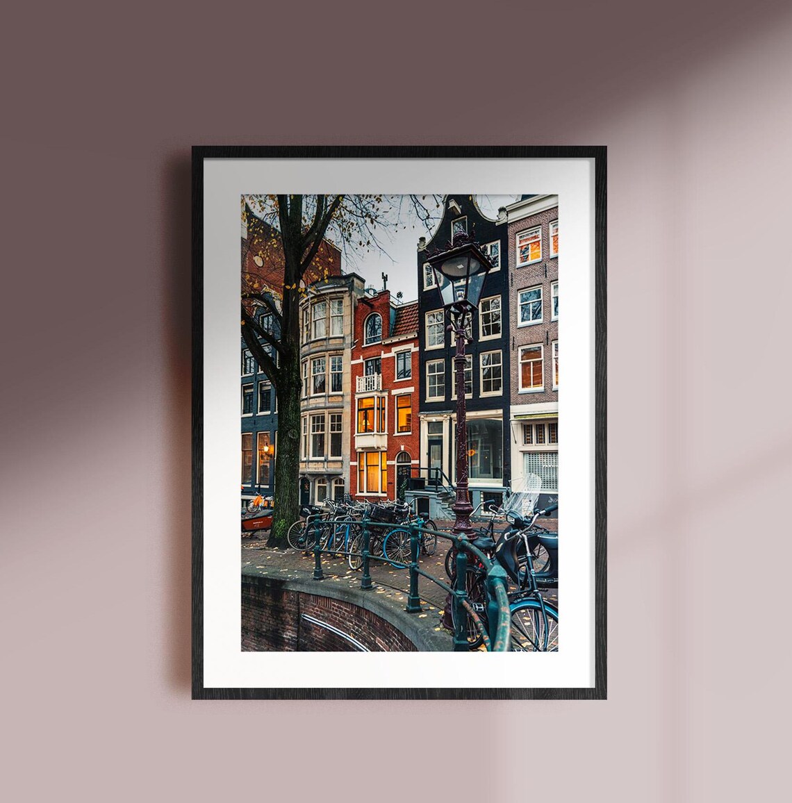 Amsterdam Netherlands Canal Bridge Lamppost And Bicycles Photo Poster