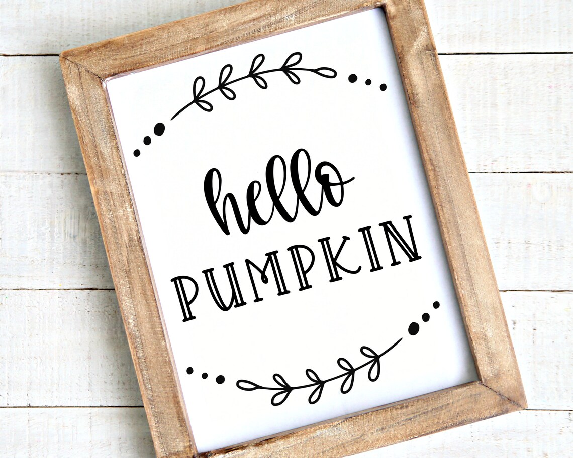Hello Pumpkin Autumn Fall Wall Art Print