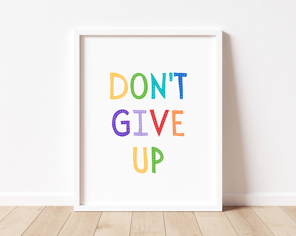 Don't Give Up Kids Affirmations Motivational Art Print - Image 3