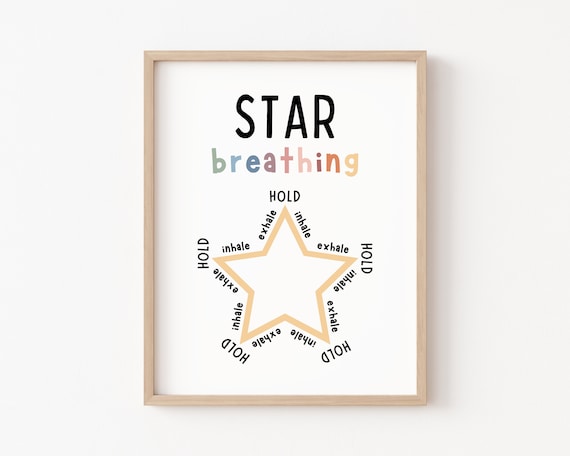 Star Breathing Mindfulness Poster, Therapy Office Decor