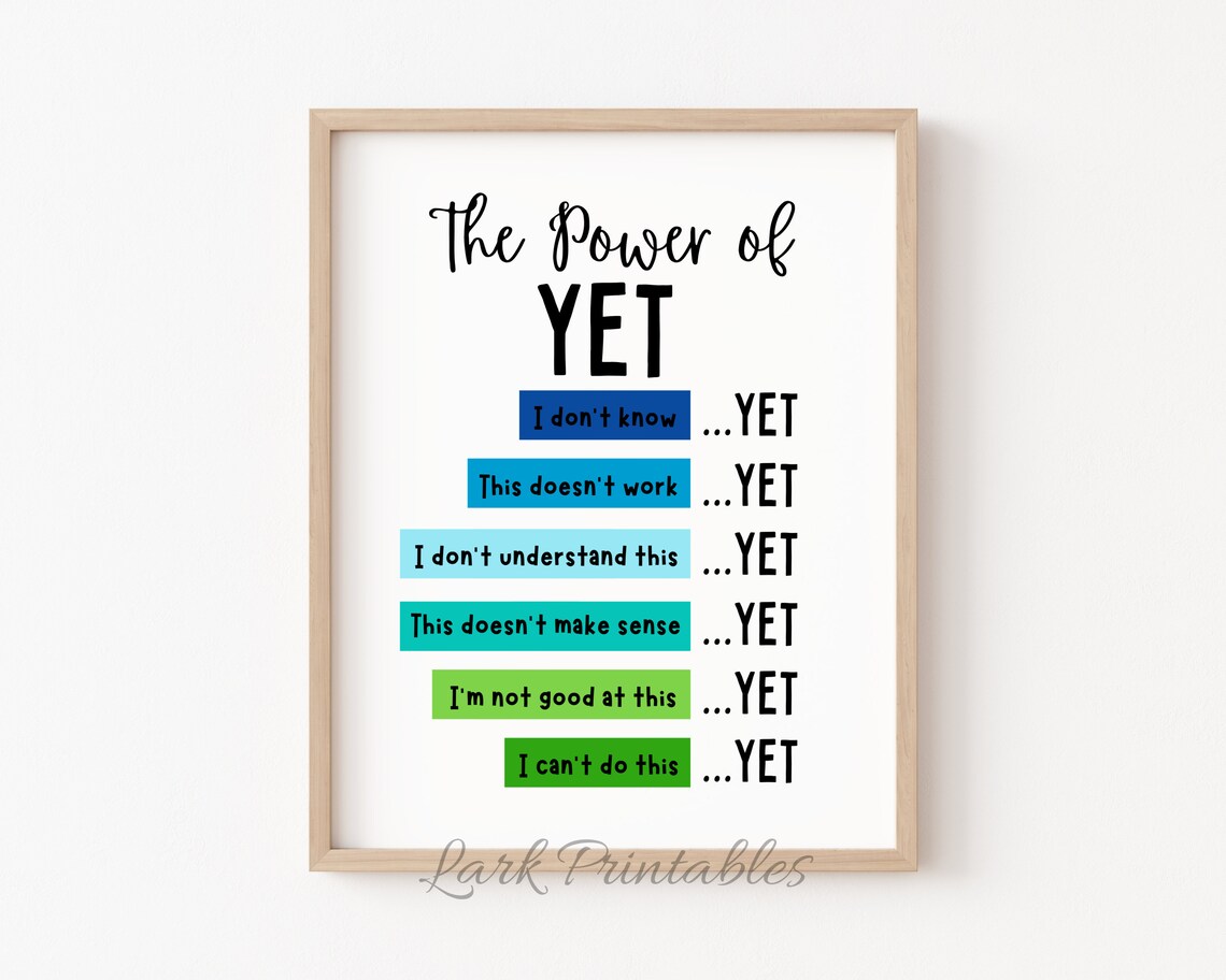 The Power Of Yet Poster, Growth Mindset Art Print