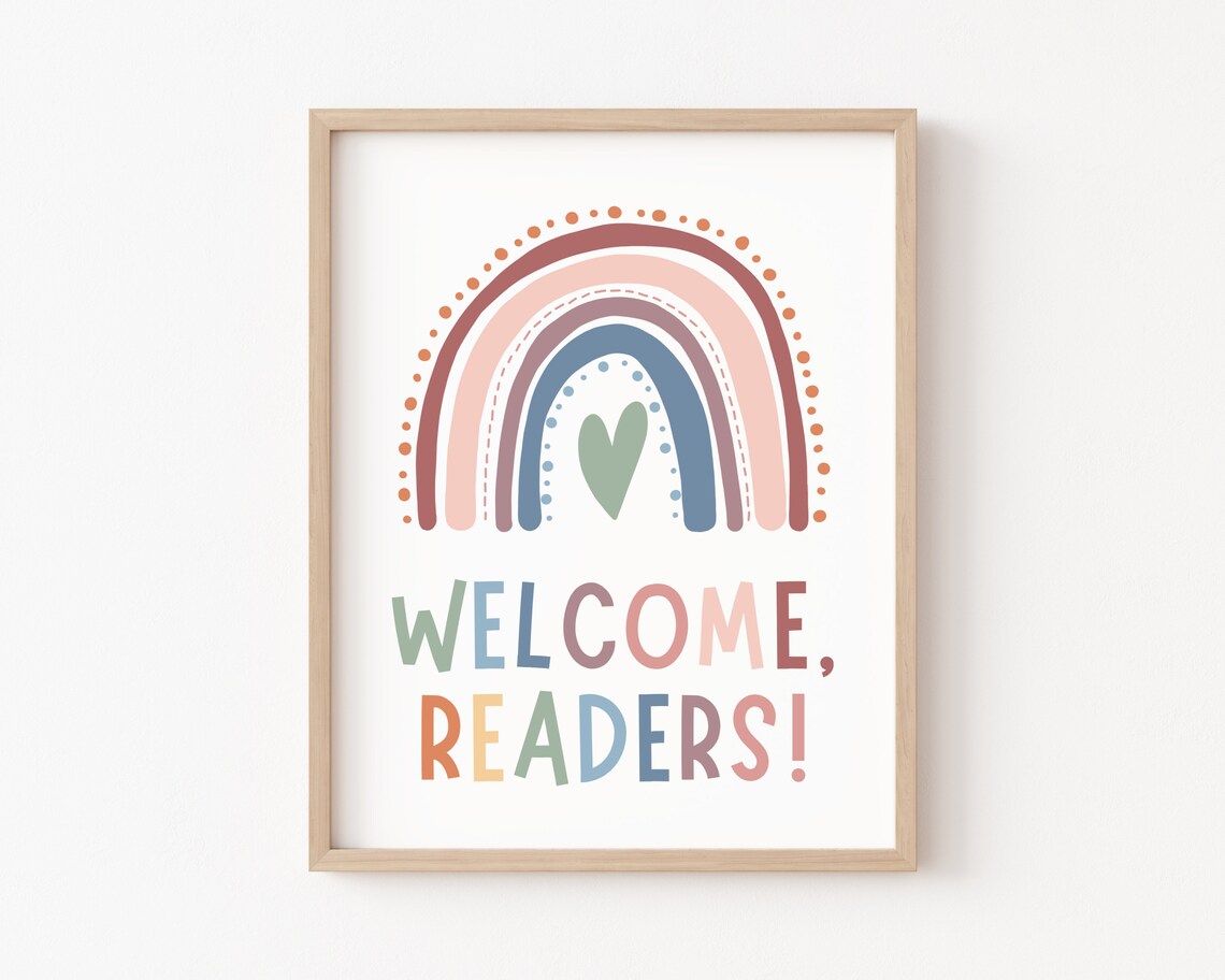 Welcome Readers Lets Read Boho Classroom Art Print