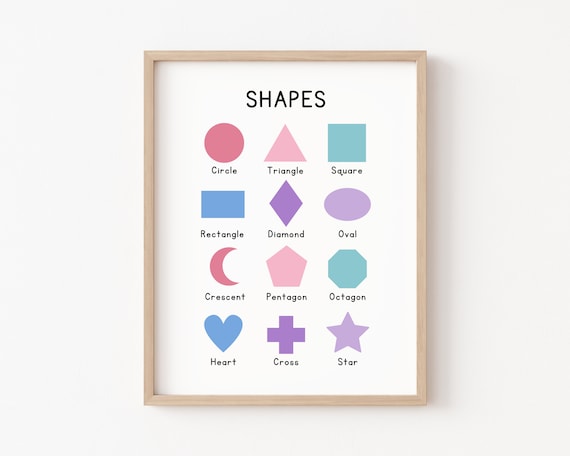 Shapes Poster Educational Wall Art Geometric Shapes Print Kindergarten Poster Classroom Poster Educational Posters Shapes