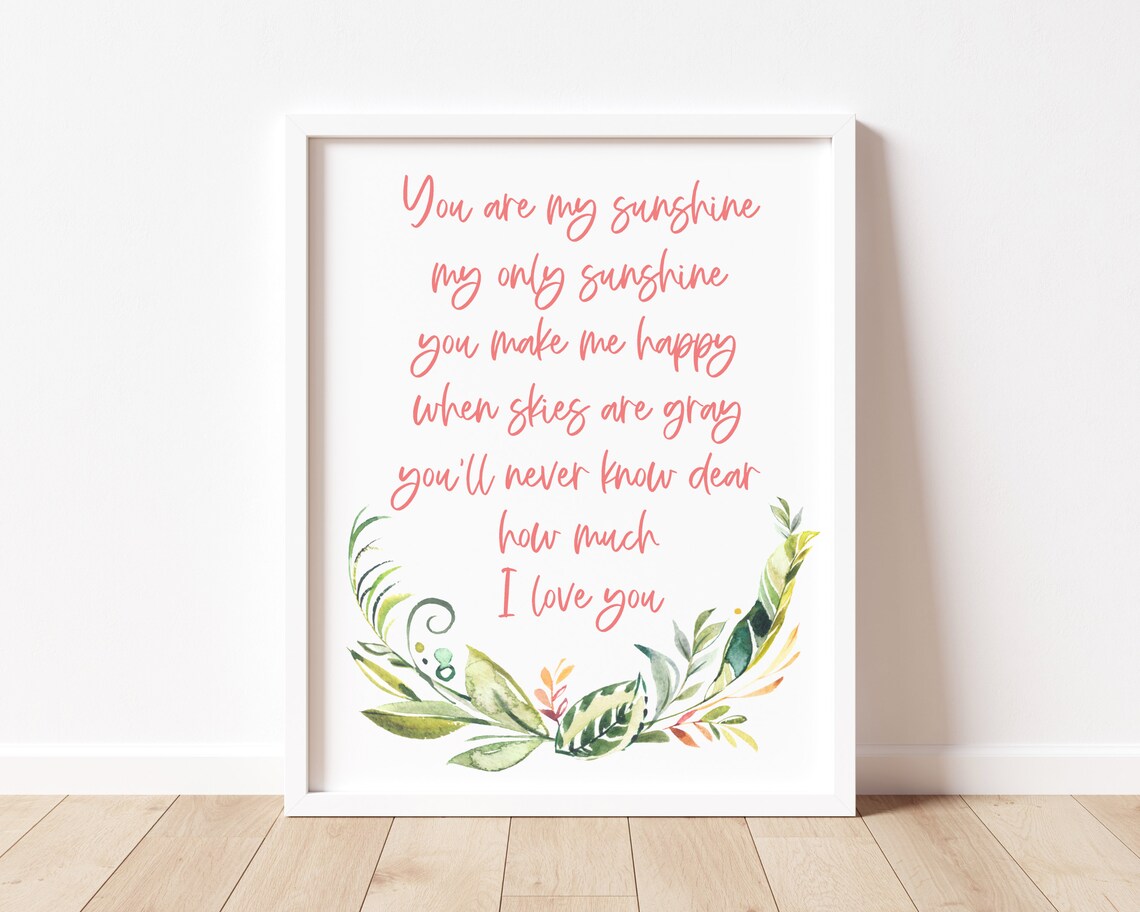 You Are My Sunshine Floral Nursery Art Print - Image 3