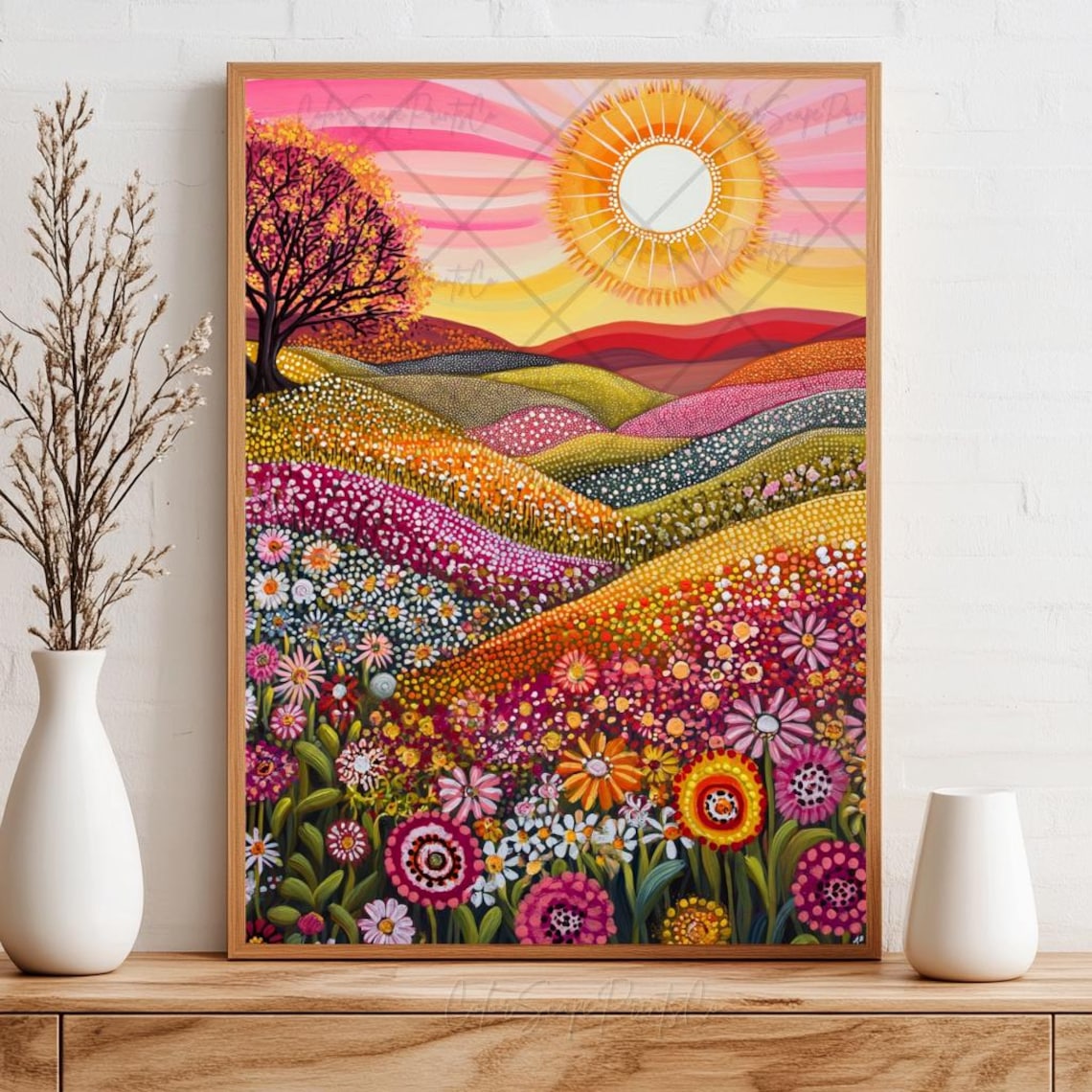 Vibrant Abstract Mountain Landscape Art Print - Image 4