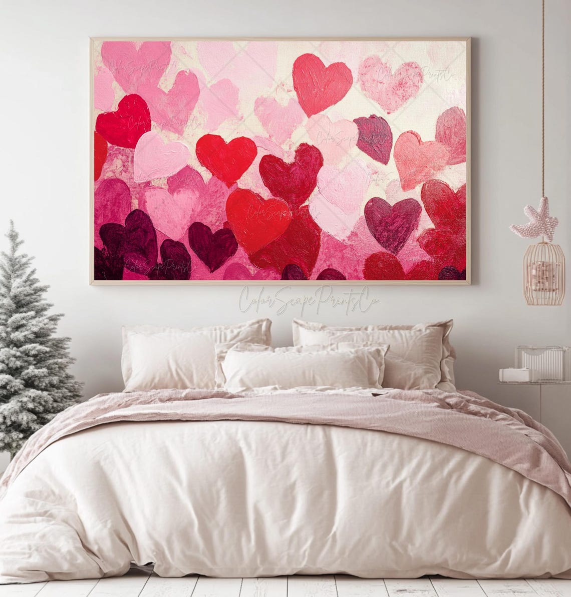 Red and Pink Hearts Abstract Textured Painting Valentine Poster - Image 2
