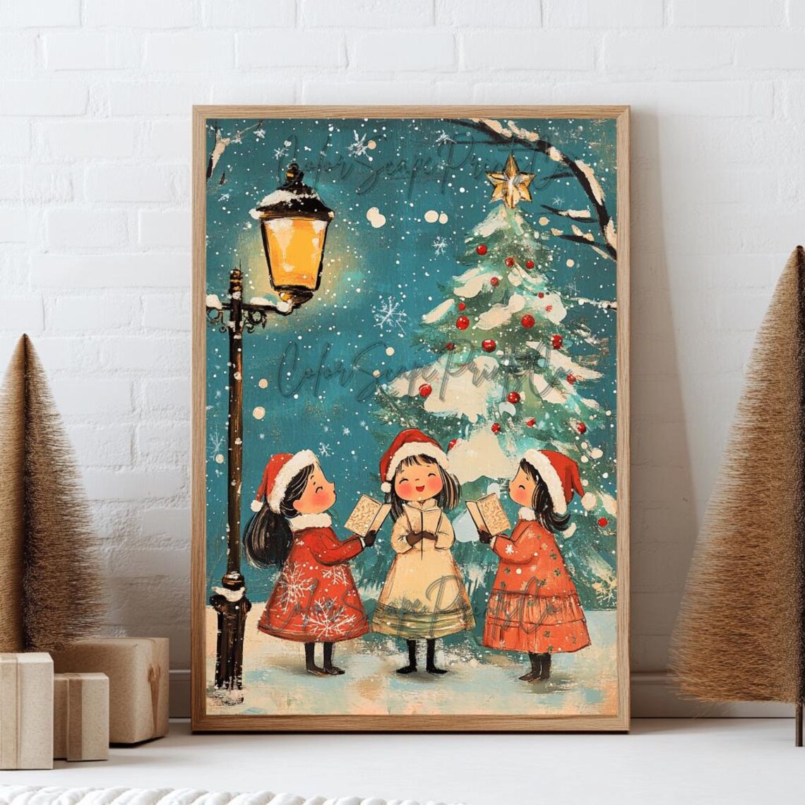 Christmas Carolers Winter Print, Christmas Nursery Decor - Image 2