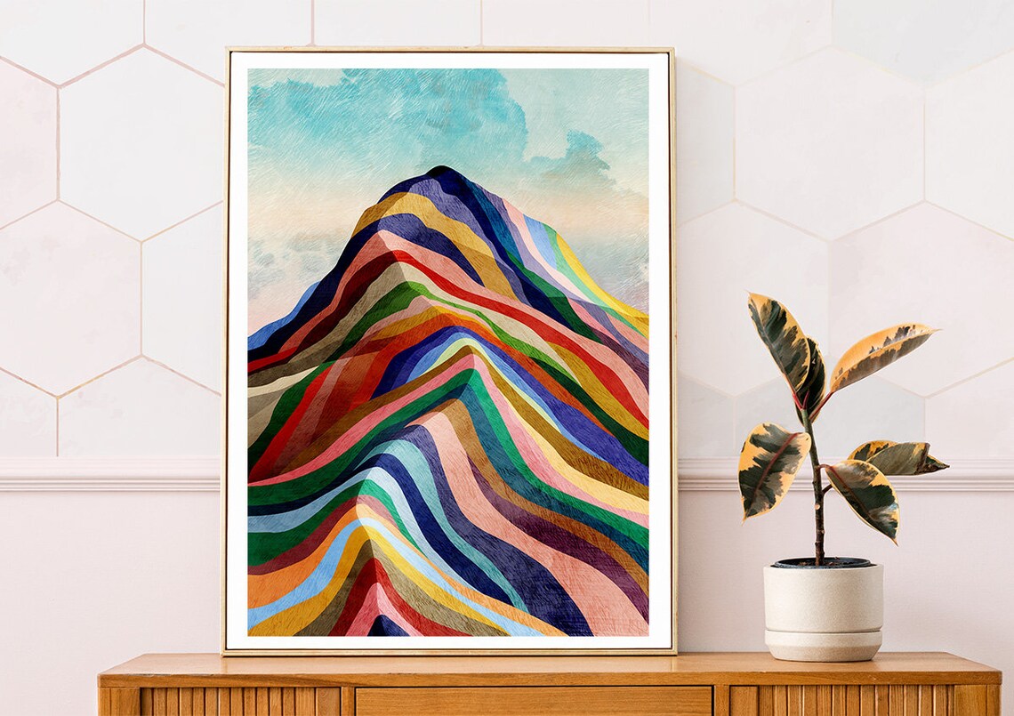 Rainbow Ridge Mountain Landscape Art Print - Image 3