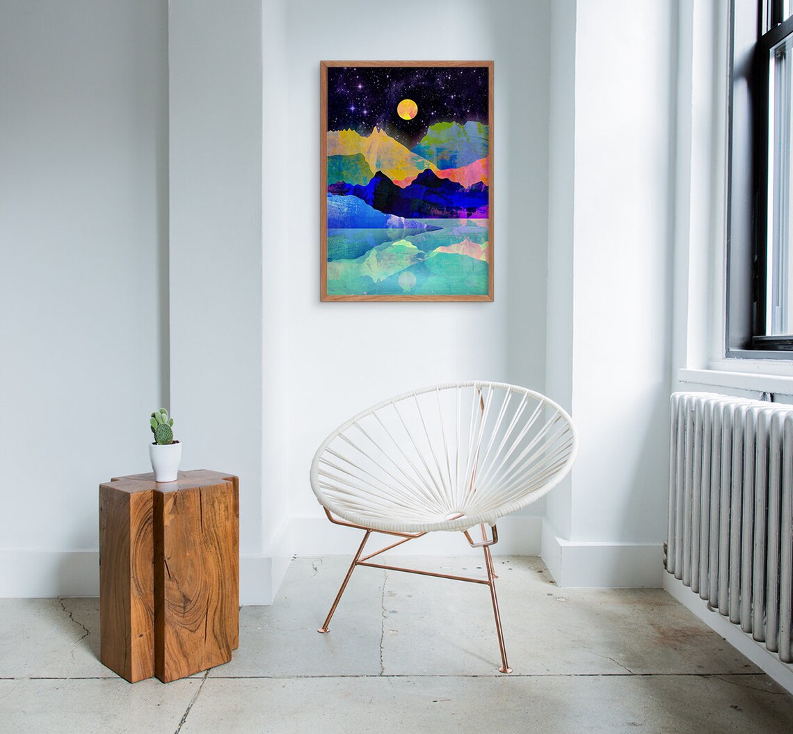 Moon And Mountains Landscape Art Print - Image 3
