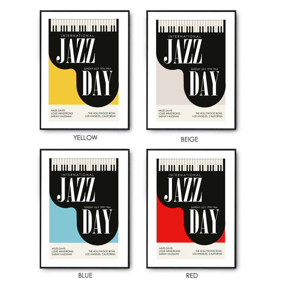 International Jazz Day 1964 Miles Davis Hollywood Bowl Music Poster