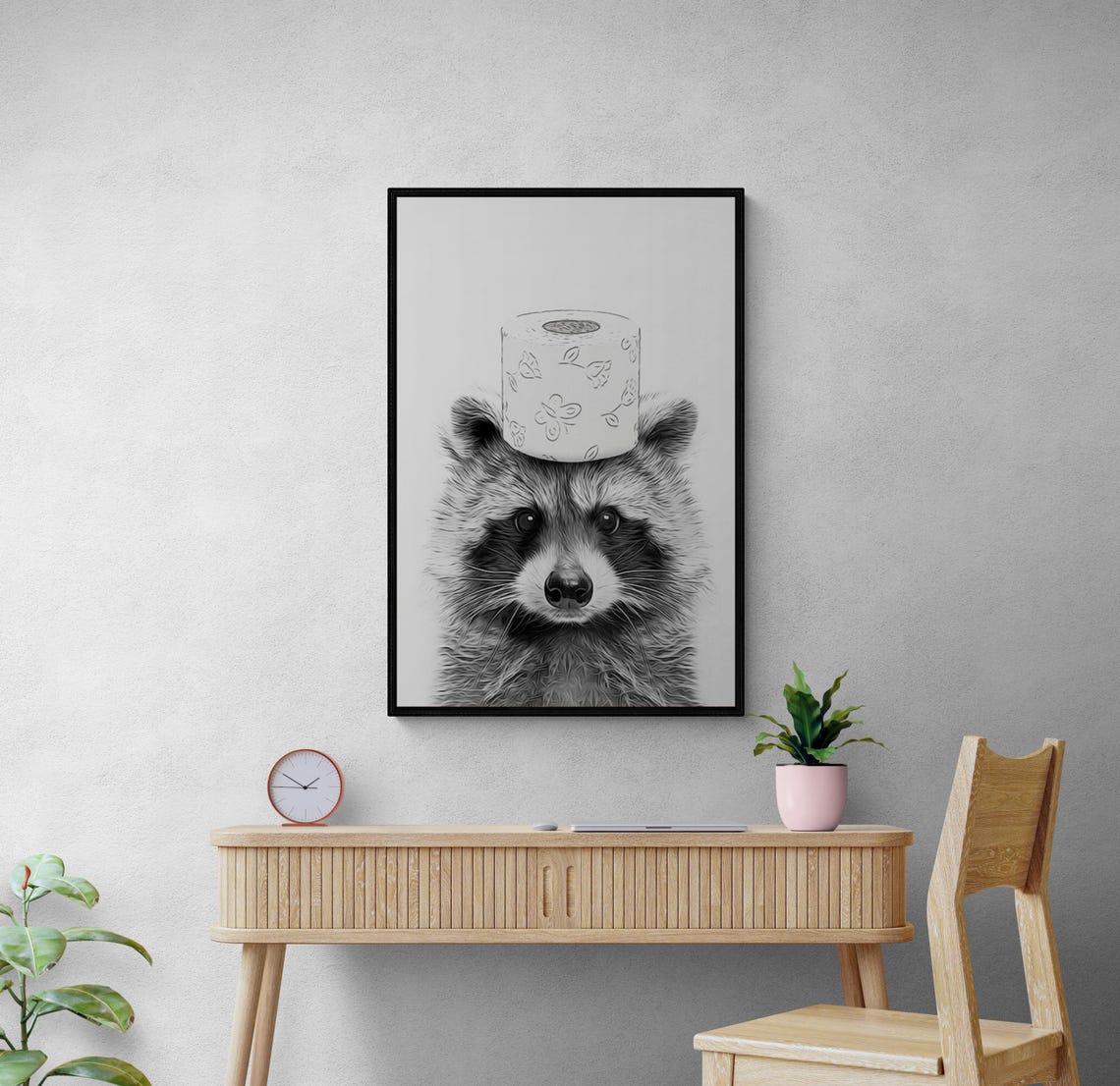 Raccoon Toilet Paper Painting, Funny Animal Poster