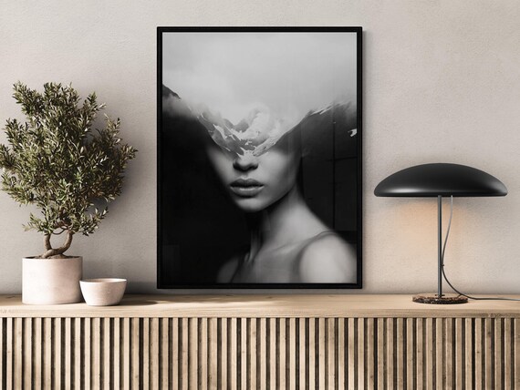 Abstract Woman Portrait, Modern Elegant Feminine Art
