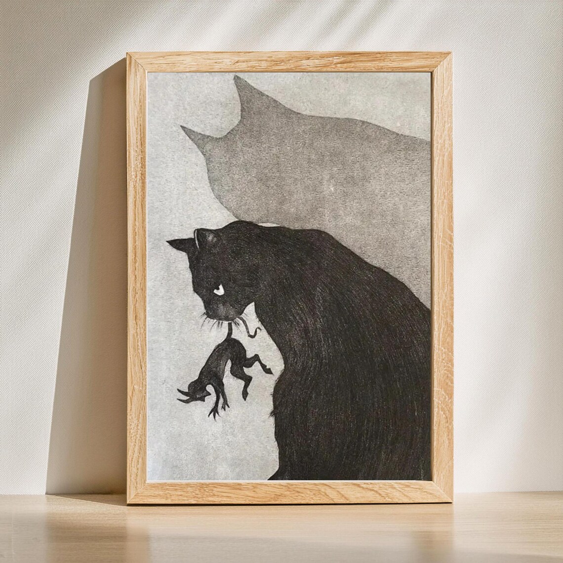 Cat And Mouse Poster, Modern Animal Sketch