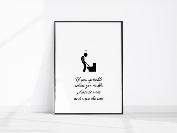 If You Sprinkle When Tinkle Wall Art Funny Bathroom Kids Dcor Toilet Signs Fun Office Restroom Print