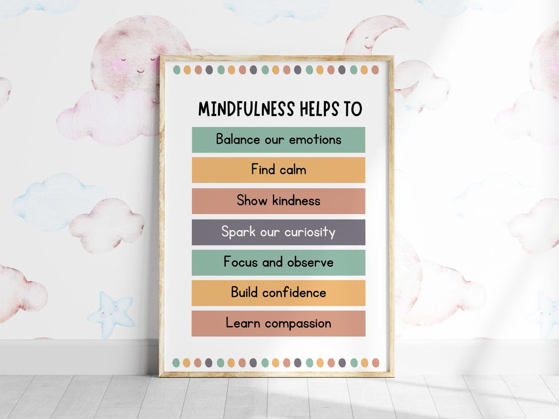 Mindfulness Helps To Positive Affirmations Classroom Quote Poster