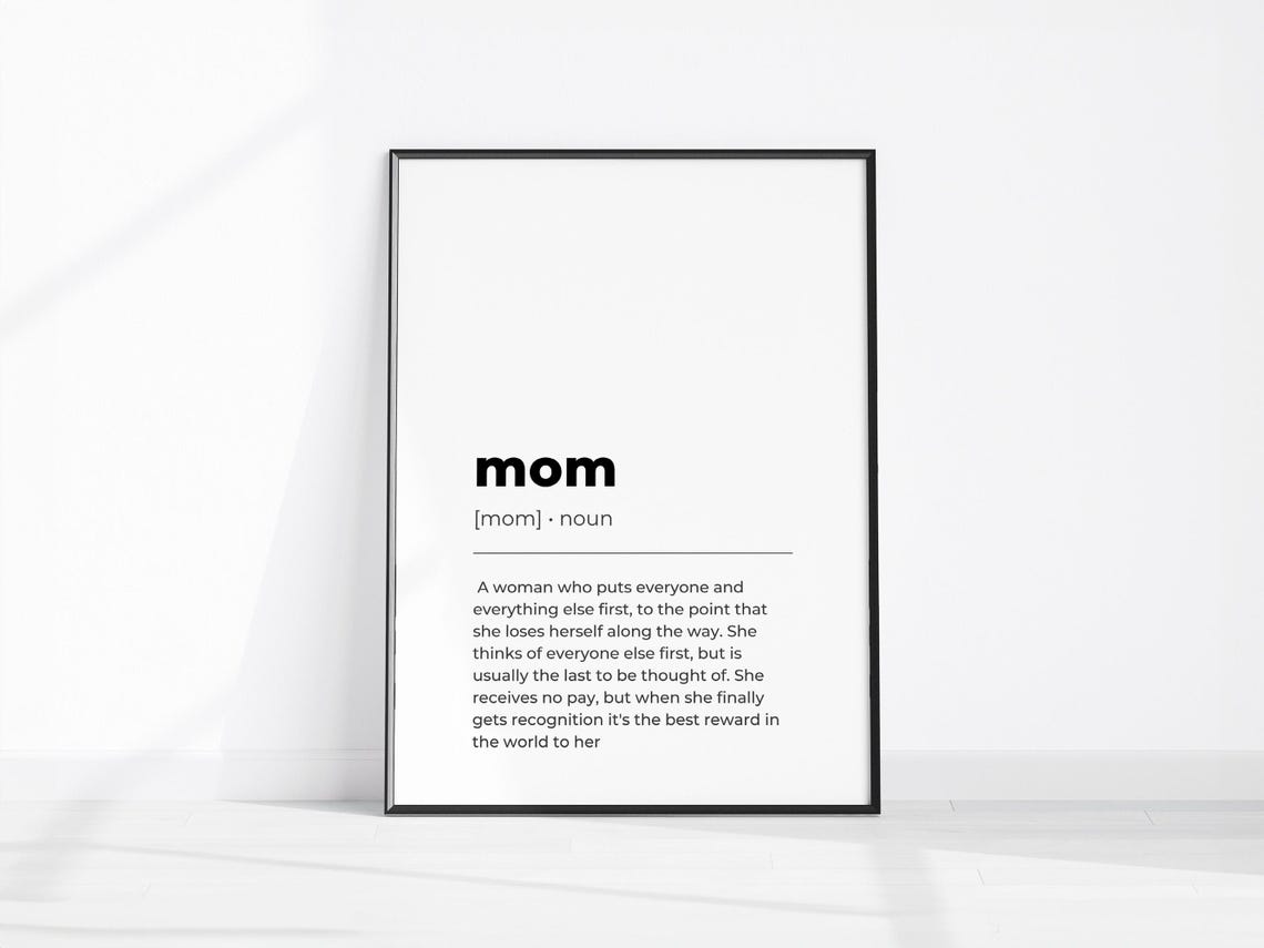 Sweet Mom Definition Noun Meaning Heartfelt Quote Gift Art Poster