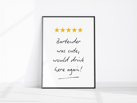 Bar Cart Print Funny Kitchen Poster Art Trendy Wall Boho Decor Bartender Was Cute Quote