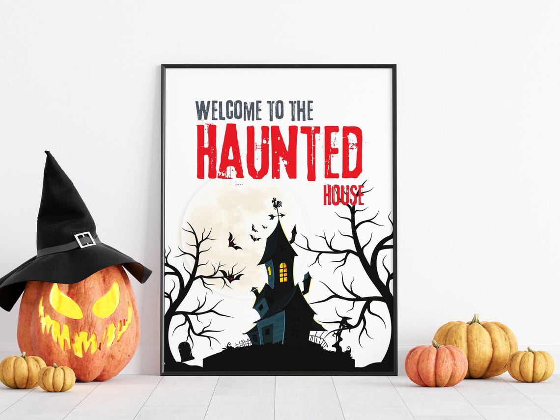 Welcome to the Haunted House Spooky Halloween Party Decor Poster