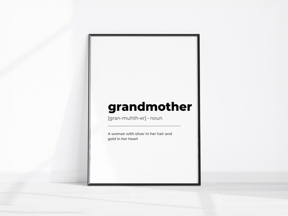 Grandmother Definition Noun Meaning Quote Family Gift Art Poster