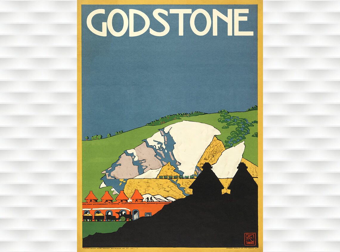 Godstone British Railway Chalk Hill Quarry Classic Vintage Poster