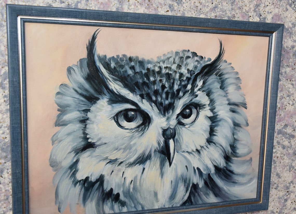 Bird Portrait Art Birds Art Owl Art Monochrome Oil Painting Forest Bird Art Vibrant Owl Portrait Bird Painting Painting For The Bedroom - Image 2