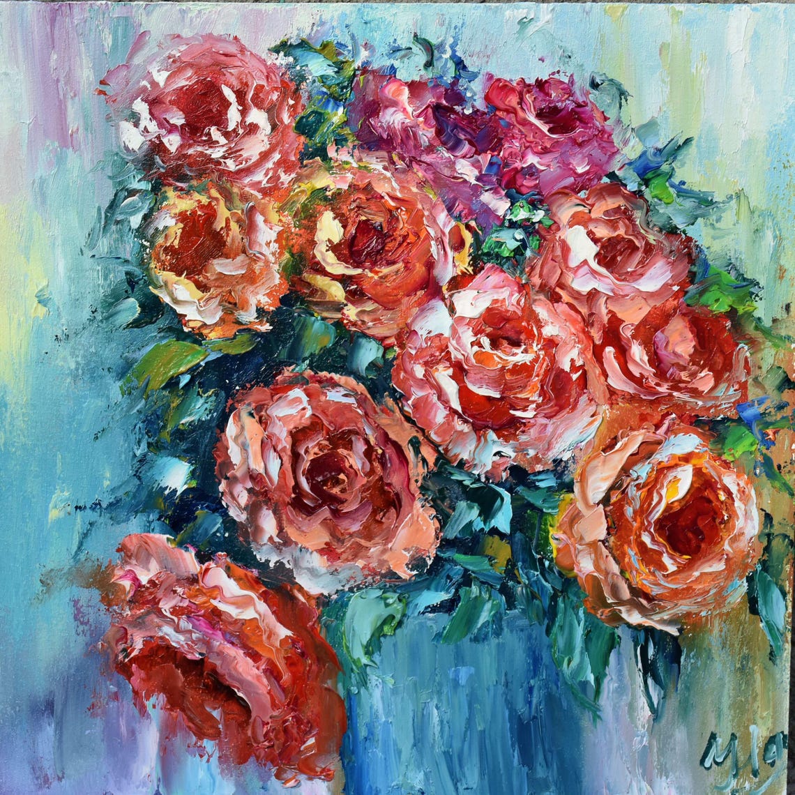 Roses Oil Painting Rose Flowers Art Painting Flowers Painting Flower Oil Painting Miniature Art Oil Original Painting In Oil Still Life Pai - Image 5