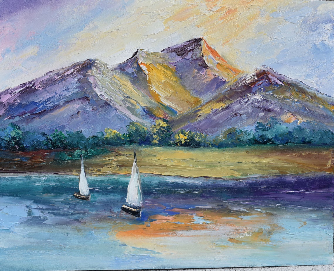 Sailboat Painting Boat Artwork Seascape Oil Painting Art Tropical Sailboat Oil Art Painting Sea Painting Beach Painting Seascape Painting - Image 4