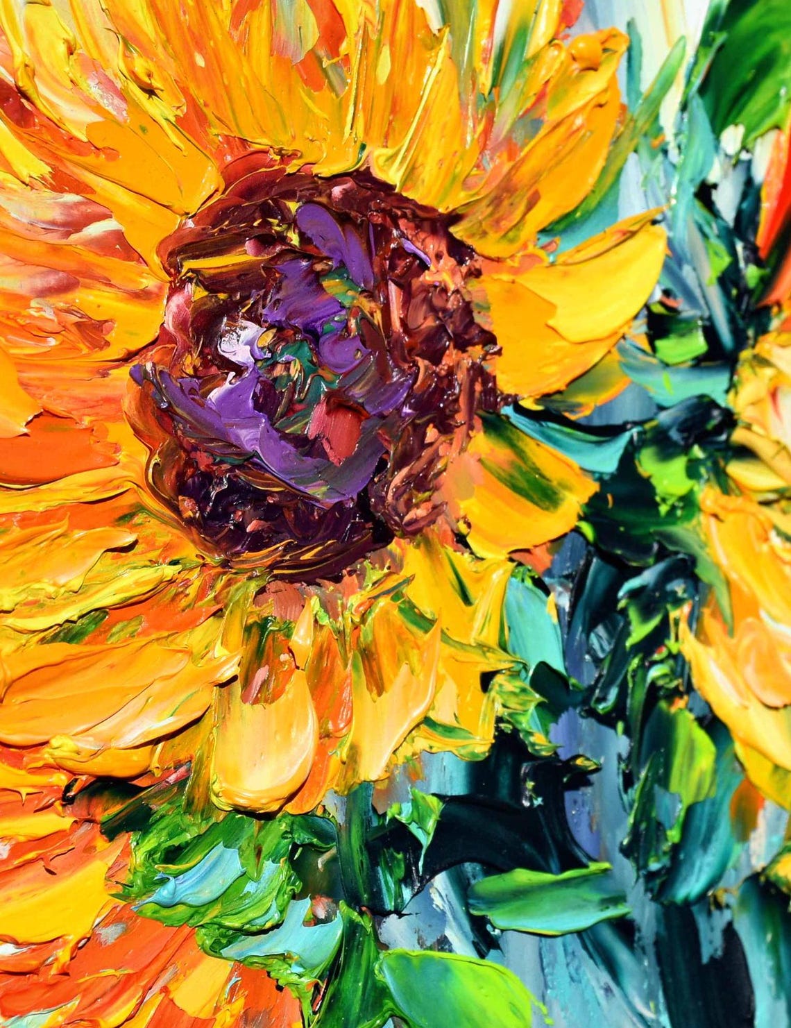 Sunflower Art Small Wall Art Flower Painting Orange Flowers Wildflowers Artwork Sunflower Artwork Impasto Oil Painting 3d Oil Painting Small - Image 5