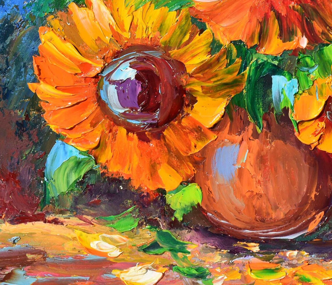 Sunflowers In Terracotta Vase Warm Floral Still Life Art Poster - Image 5