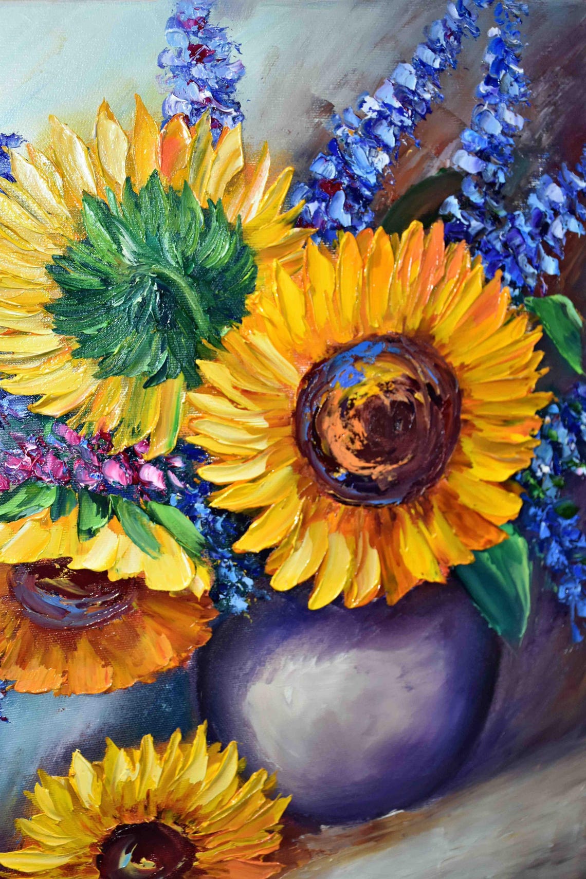 Sunflower Painting Flower Painting Original Painting Sunflower Wall Art Impasto Oil Painting Sunflower Artwork Sunflowers Painting Flower - Image 3