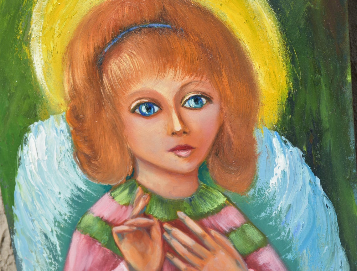 Angel Oil Painting Guardian Angel Artwork Religious Gift Wall Art Angel Art Religious Painting Guardian Angel Art Religious Wall Art Paintin - Image 5