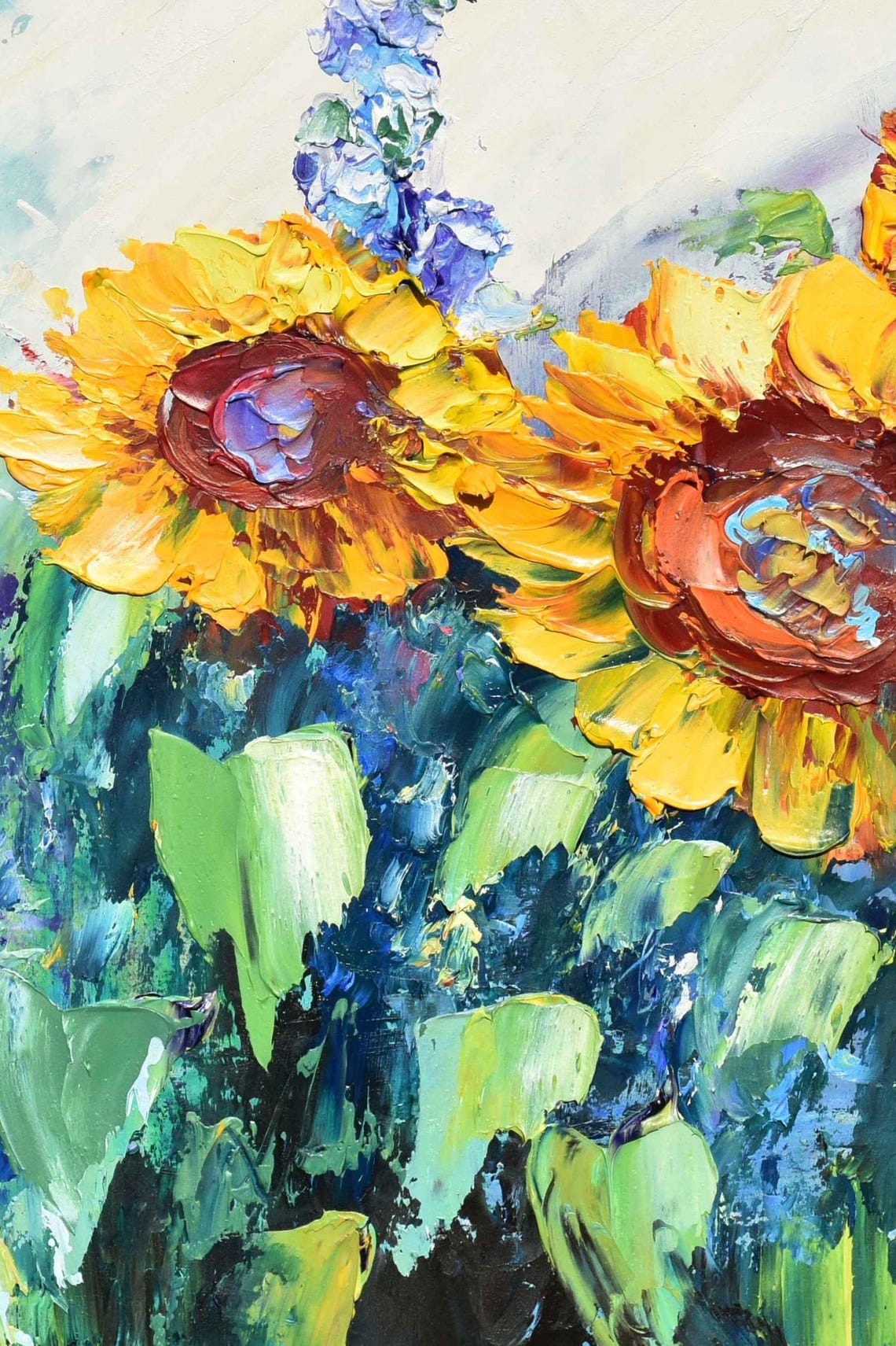 Sunflowers Painting Small Wall Art Floral Artwork Sunflower Art Wildflowers Painting Impasto Painting Yellow Flower Art Oil Art Colorful - Image 2