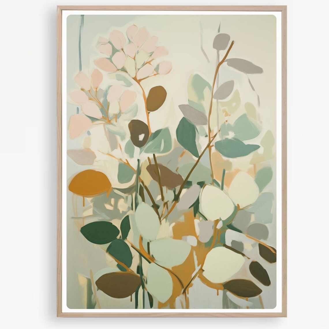 Soft Eucalyptus Branches Watercolor Painting Neutral Botanical Poster - Image 4
