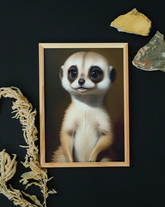 Baby Meerkat Wall Art Home Decor Cute Animal Painting Living Room Art