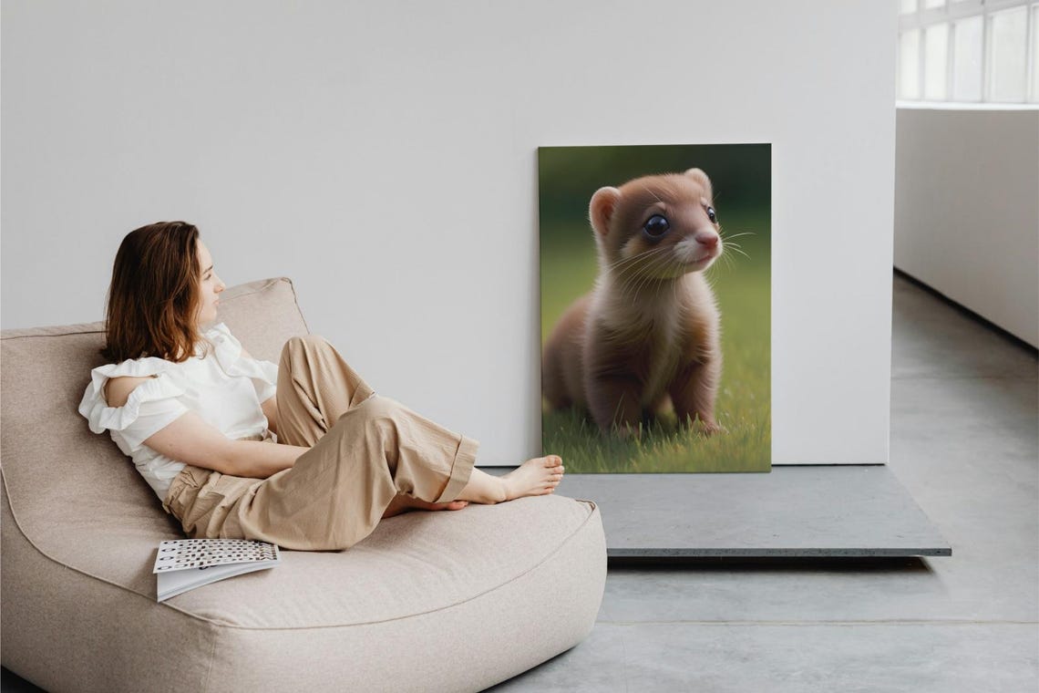 Baby Weasel Wall Art Home Decor Cute Animal Painting Living Room Art - Image 3