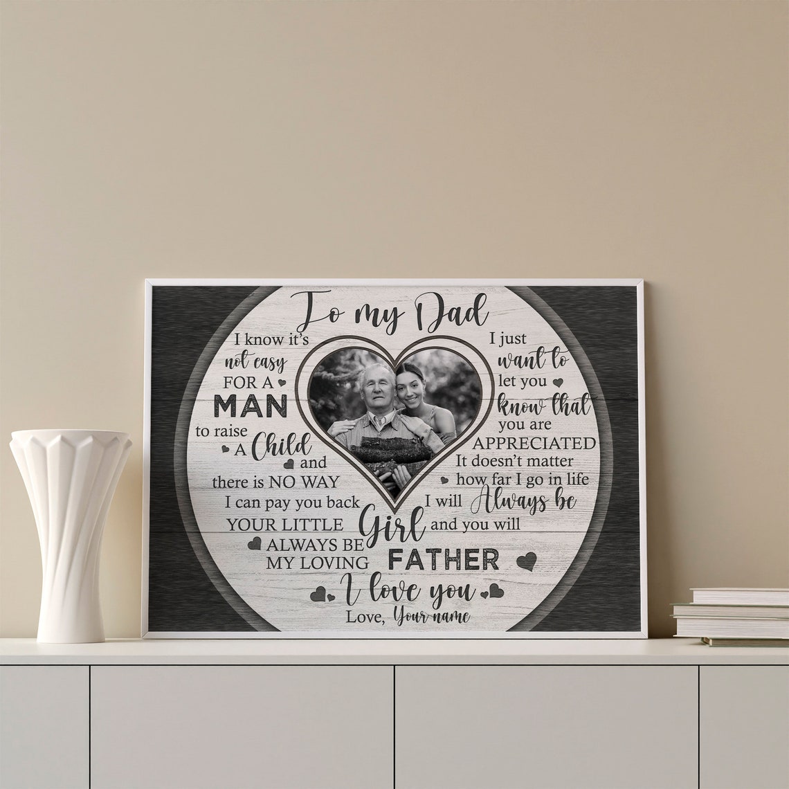 To My Dad Heart Shape Sentimental Custom Photo Tribute Poster - Image 5