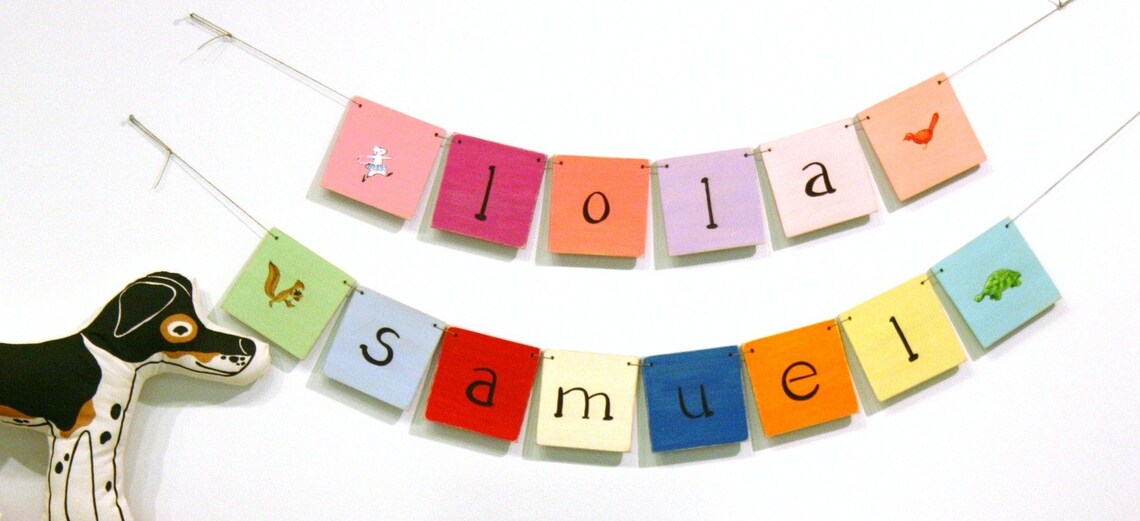 Wooden Name Banner Garland Nursery Kids Room Decor Art Poster