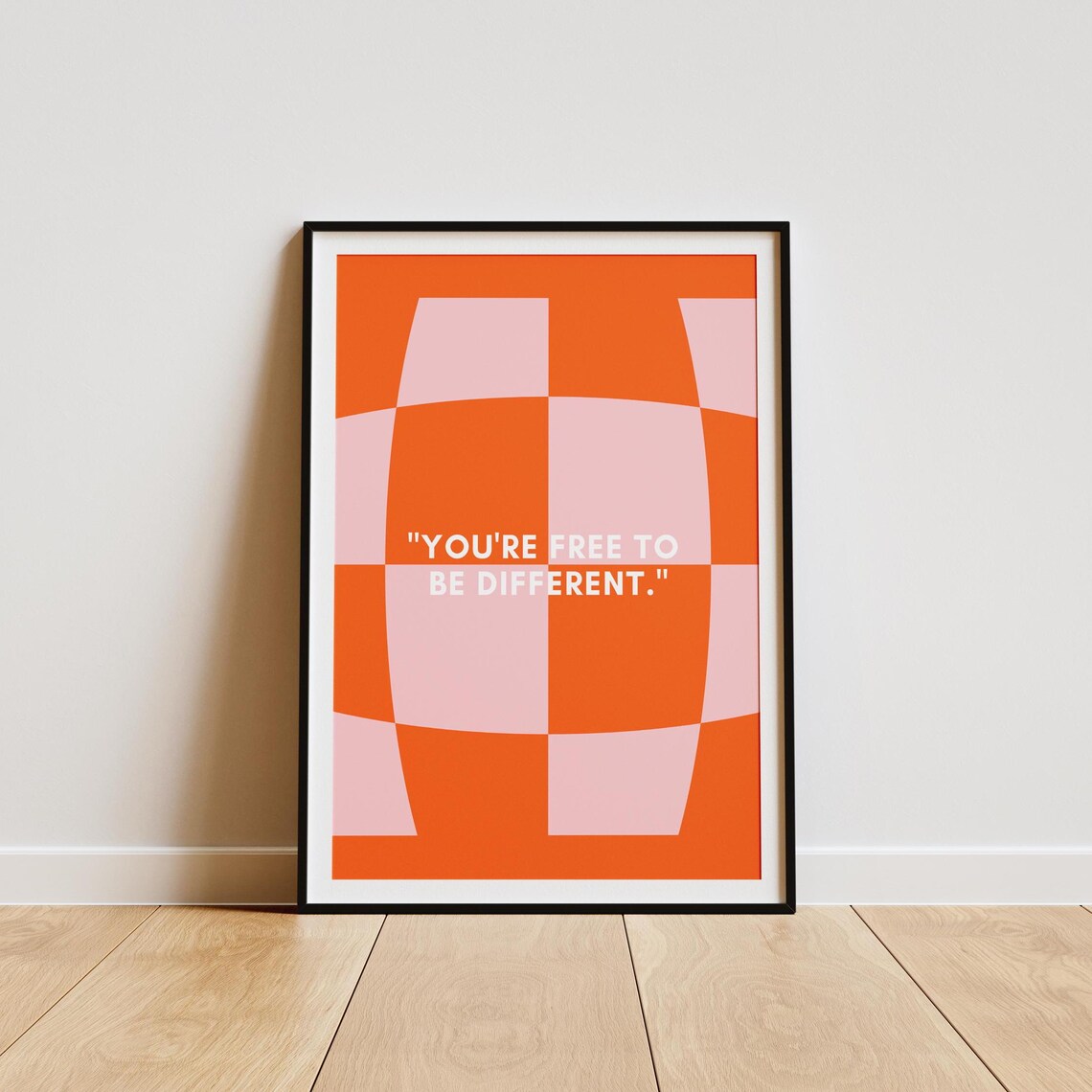 Youre Free To Be Different Orange Checkerboard Poster Retro Affirmation - Image 4